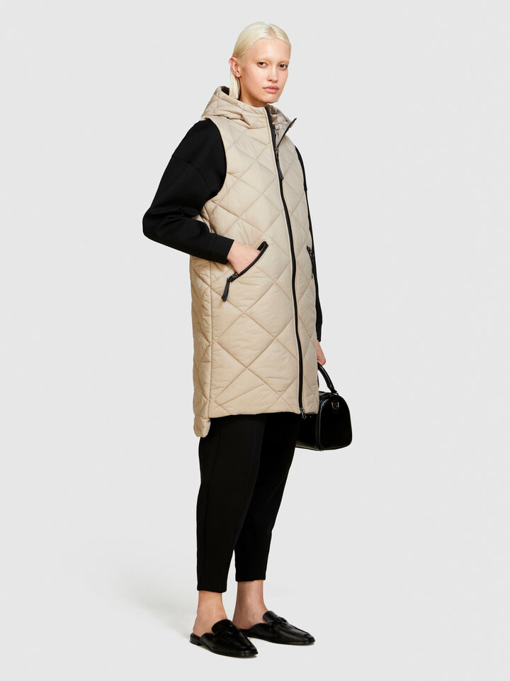 Long vest with hood - women's vests and sleeveless jackets - Beige | Sisley image number 2